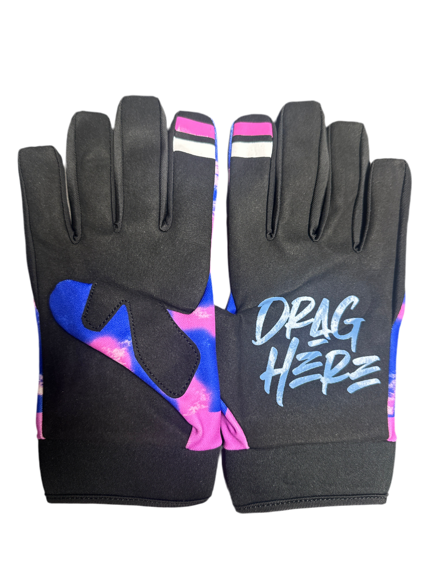 Pink and blue tye die gloves